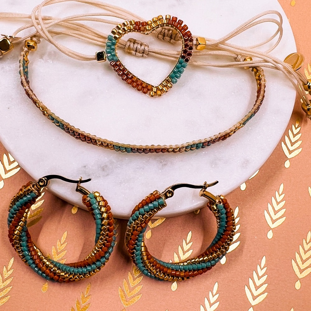 Handmade Japanese Miyuki Beads Hoop Earrings